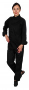 Куртка шеф-повара премиум черная рукав длинный с манжетом (отделка черный кант) [00012]
