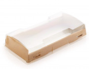 Коробка универсальная с пластиковой крышкой 1000 мл бумага крафт (в упаковке 200 шт.) [115365]