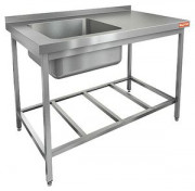 НСО1М-12/6БРЛ ЭН стол-моечная ванна, 1 секц. (500х400х250) слева (нерж.угол.), HICOLD RUS