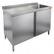 НСЗ1М-10/7БП стол с ванной  моеч. 1 секц. (500х500х300) справа, закрыт., распаш двери, HICOLD RUS