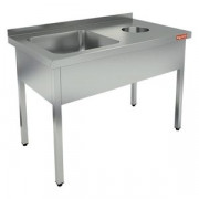 НДСО1М-12/7БЛ стол-моечная ванна левая, 1 секц. (500х500х300), с правым крылом стола для отходов