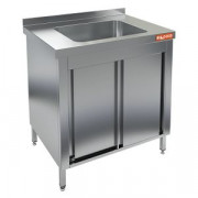 НСЗК1М-8/7Б стол с ванной  моеч. 1 секц. (500х500х300), закрыт.,двери-купе, HICOLD RUS