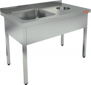 Ванна моечная с отверстием для сбора отходов, 1 мойка (500х500х300) слева НДСО1М-15/7БЛ