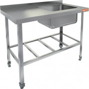 Моечная ванна б/фарт., карк.-оц.уг., 1 мойка (500х500х300) справа НСО1М-10/7БРП ЭЦ (1000х700х870h)