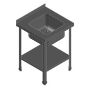 Моечная ванна б/фарт., карк.-уг. из нерж.430, 1 мойка (400х400х250) НСО1М-6/6БП ЭН (600х600х870h)