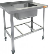 Моечная ванна б/фарт., карк.-уг. из нерж.430, 1 мойка (500х500х300) НСО1М-8/7БР ЭН (800х700х870h)