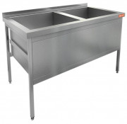 Котломойка, 2 мойки (570х520х438) c/площ. под смеситель Н2МКС-14/7 (1400х700х870h)