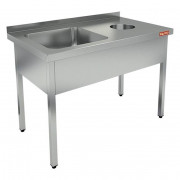 Ванна моечная с отверстием для сбора отходов, 1 мойка (500х500х300) слева НДСО1М-12/7БЛ