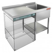 Моечная ванна с крылом под посудомоечную машину, мойка справа НСО1МП-12/7БП (12000х700х870h)