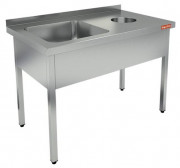 Ванна моечная с отверстием для сбора отходов, 1 мойка (500х400х250) слева НДСО1М-12/6БЛ