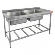 Моечная ванна б/фарт., карк.-уг. из нерж.430, 2 мойки (500х400х250) слева НСО1М-15/6БРЛ ЭН