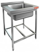 Моечная ванна б/фарт., карк.-уг. из нерж.430, 1 мойка (400х500х250) НСО1М-6/7БР ЭН (600х700х870h)