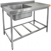 Моечная ванна б/фарт., карк.-оц.уг., 1 мойка (500х400х250) слева НСО1М-12/6БРЛ ЭЦ (1200х600х870h)