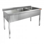 Ванна моечная, 2 мойки (500х500х300) справа НСО2М-14/7БП (1400х700х870h)