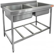НСО2М-12/7БР ЭЦ стол-моечная ванна, 2 секц. (500х500х300), (оцин.угол.), HICOLD RUS