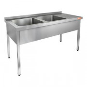 НСО2М-15/7БЛ стол-моечная ванна, 2 секц. (500х500х300) слева, HICOLD RUS