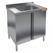 НСЗ1М-7/7Б  стол с ванной  моеч. 1 секц. (500х500х300), закрыт., с распашн. дверцами, HICOLD RUS