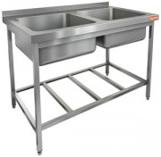 НСО2М-12/7БР ЭН стол-моечная ванна, 2 секц. (500х500х300), (нерж.угол.), HICOLD RUS