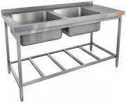 НСО2М-16/7БРЛ ЭЦ стол-моечная ванна, 2 секц. (500х500х300) слева, (оцин.угол.), HICOLD RUS