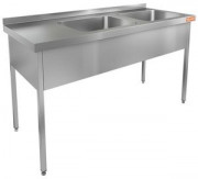 НСО2М-16/7БП стол-моечная ванна, 2 секц. (500х500х300) справа, HICOLD RUS