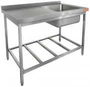 НСО1М-10/6БРП ЭЦ стол-моечная ванна, 1 секц. (500х400х250) справа, (оцин.угол.), HICOLD RUS