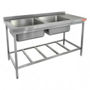 НСО2М-15/6БРЛ ЭН стол-моечная ванна, 2 секц. (500х400х250) слева, (нерж.угол.), HICOLD RUS